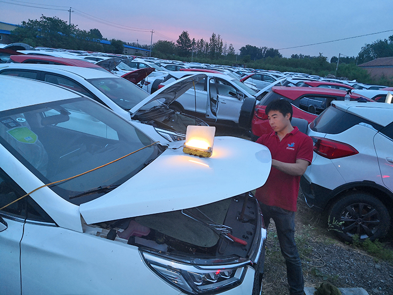 某中转库冰雹受损车辆无痕修复现场
